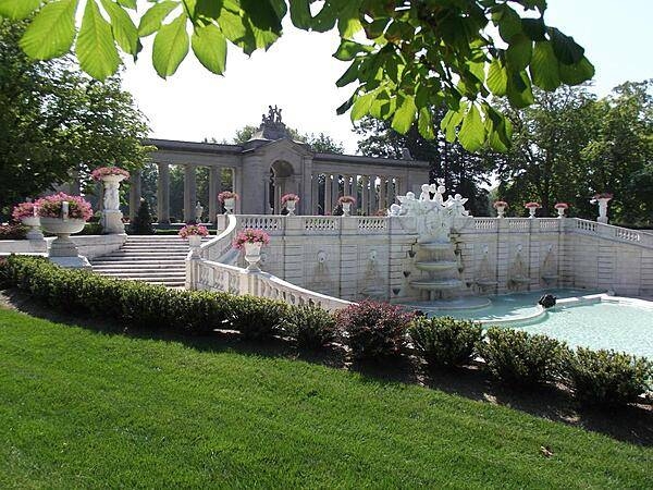 Wall fountains and pool in the Sunken Garden portion of Nemours Gardens in Wilmington, Delaware.