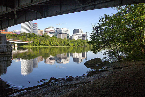 While the Theodore Roosevelt Island landscape is intended to evoke a sense of wilderness, it lies just over the Potomac River from Washington, D.C. proper and is accessed by footbridge from Rosslyn, Virginia (shown). Photo courtesy of the National Park Service.