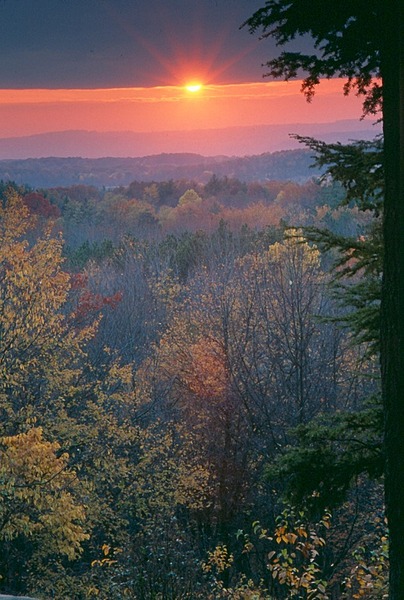 Sunset view from the Ritchie Ledges at Cayahoga Valley National Park, Ohio. Photo courtesy of the US National Park Service.
