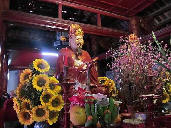 Buddha in the Temple of Literature in Hanoi. The temple was built in 1070 by Emperor Ly Thanh Tong in honor of the Chinese philosopher Confucius.