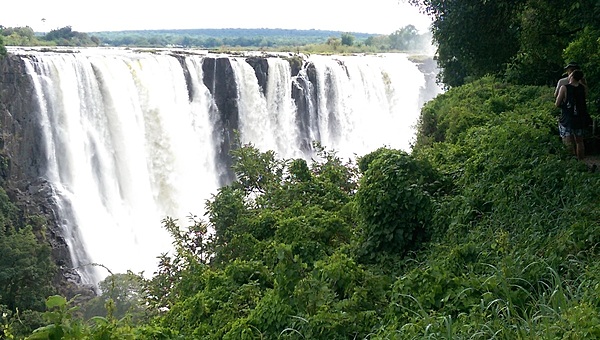 The plunging torrents of Victoria Falls. During flood season (February to April), the falls form the greatest sheet of falling water on earth.