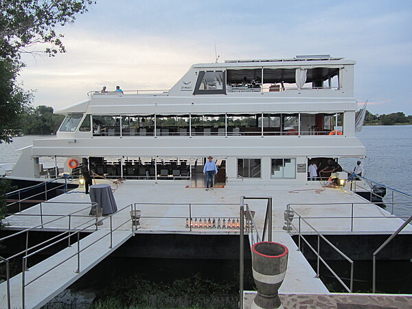 River boat moored on the Zambezi River.